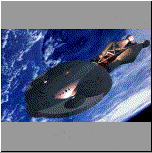 Rendered Ship Over Earth